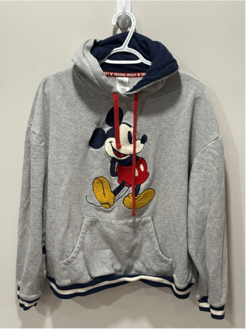 Women's Disney Mickey Mouse Hoodie Size L Grey Red